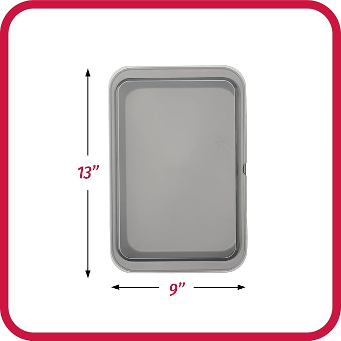 GoodCook Set of 2 Nonstick Steel 13" x 9" Cake Baking Pans with Covers, Gray