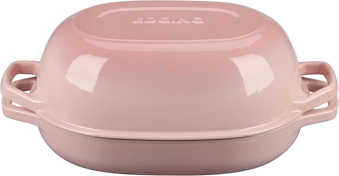 EDGING CASTING Enameled Cast Iron Oval Dutch Oven Pot with Lid, Dutch Oven for Sourdough Bread Baking, Bread Oven, Bread Dutch Oven, Oval Bread Pan, 7qt, Pink