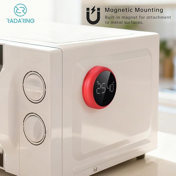 Rose Quick Que Kitchen Timers, Visual timers Large LED Display Magnetic Countdown Countup Timer for Classroom Cooking Fitness Baking Studying Teaching, Easy for Kids and Seniors (Rose)
