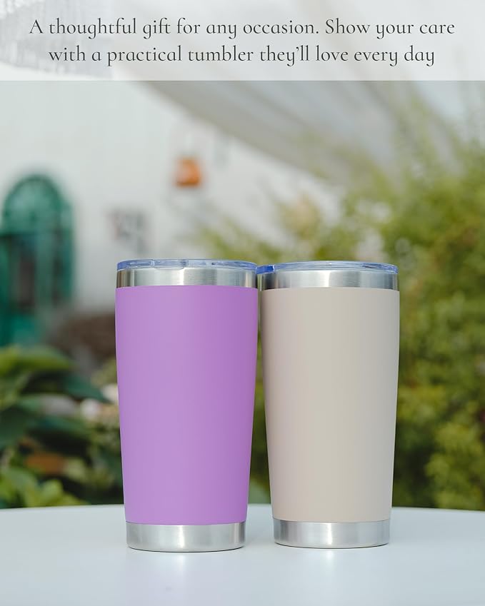 20oz Travel Coffee Tumbler 8 Pack, Lids and Straws, Stainless Steel | Double Wall Vacuum Insulated Tumbler, Coffee Mug for Hot & Cold Drinks, Fits Most Car Cup Holders, Army Green