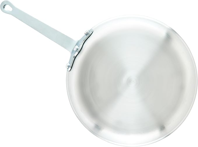 Winco 10" Aluminum Fry Pan/Skillet, Natural Finish | Reinforced riveted handle for secure grip, Hanging hole for easy storage, Great for Sauteing, Searing and Restaurant Kitchens