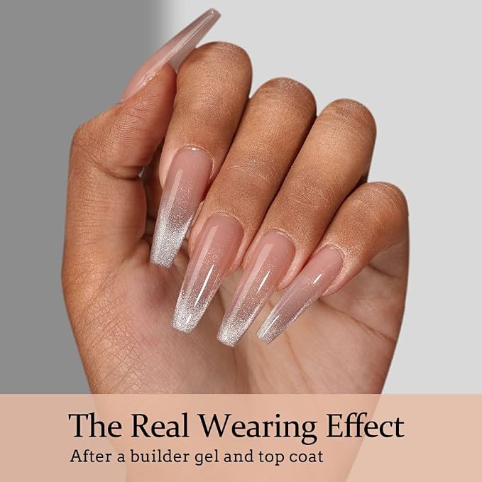 BTArtboxnails XCOATTIPS Cat Eye French Tip Press On Nails, L Coffin, Brown | Lamp-Curable 4-Week Wear, Salon Quality Value at Home, Natural Nail Look, Easy-to-Apply for Beginners, 160ct Nail Tips Only