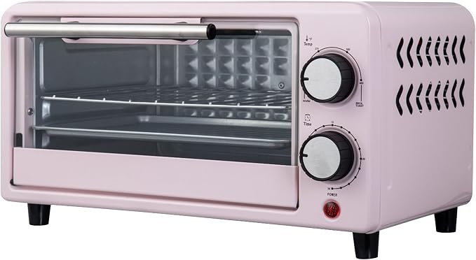 Kitchen Elite 4-Slice Countertop Toaster Oven, Stainless Steel Tray, Pink