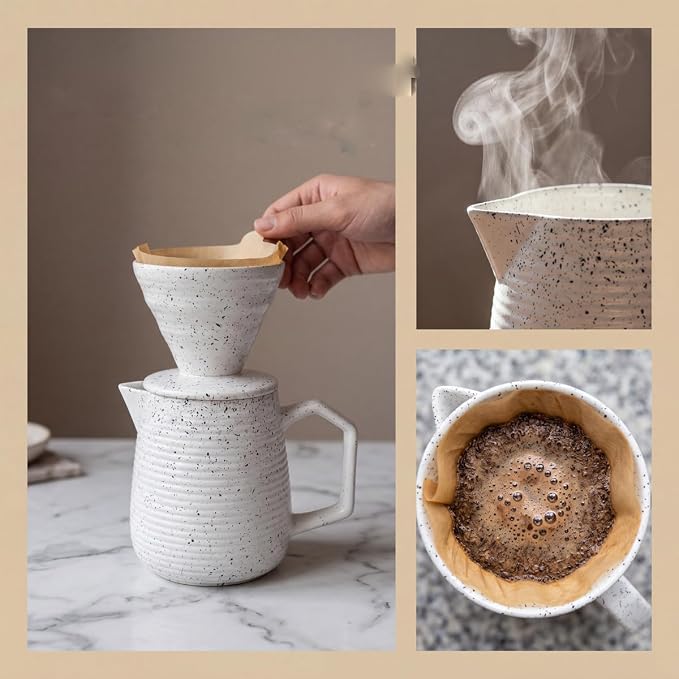 pour over coffee maker (White black dot)