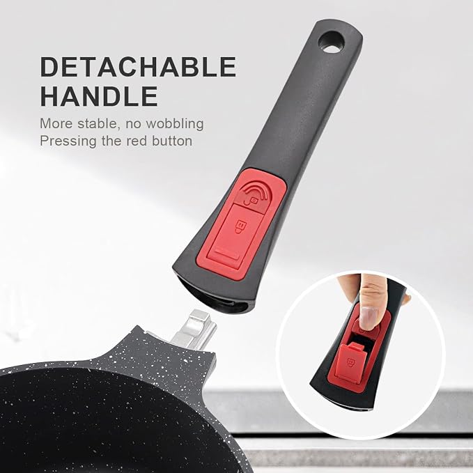 1.5 Qt Nonstick Saucepan with Lid, Small Sauce Pot with Pour Spout, Black | Detachable Handle, Suitable for All Stoves, Including Induction, Oven Safe, PTFE & PFAS & PFOA Free