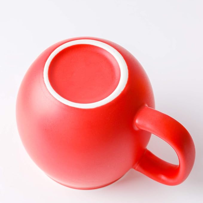 Yundu 12 OZ Matte Red Ceramics Teacup with Infuser and Lid, Mug with Lid for Steeping - Stainless Steel Infuser for Loose Leaf Tea, Home Office Gift for Tea Lovers