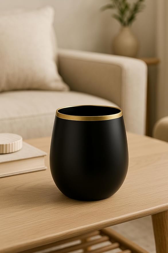 40 Pack Disposable Plastic Wine Glasses 12 oz Black Gold Rim Matte Cups | Stemless Cocktail Champagne Whiskey, Shatterproof BPA-Free Unbreakable Reusable, for Wedding Birthday Party Outdoor Events
