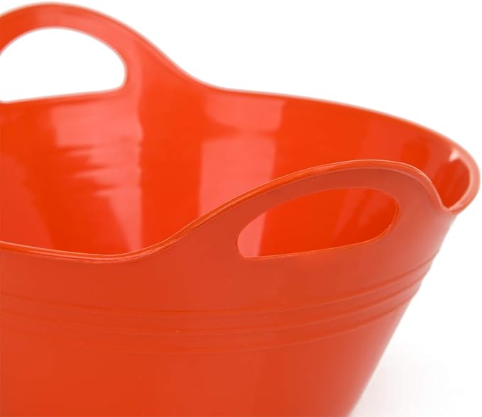 Mintra Home Plastic Bowls with Handles (1.8L Medium 2pk, Orange)
