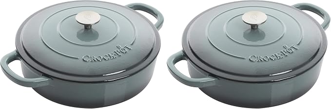 Crock-Pot Crock Pot Artisan Enameled Cast Iron Braiser W/Lid, 5 Quart, Slate Gray (Pack of 2)