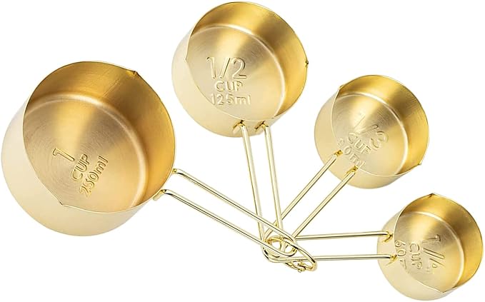 4pcs Stainless Steel Measuring Cups Set, Gold | Kitchen Accessories, Baking, Tea Coffee Measuring Tools
