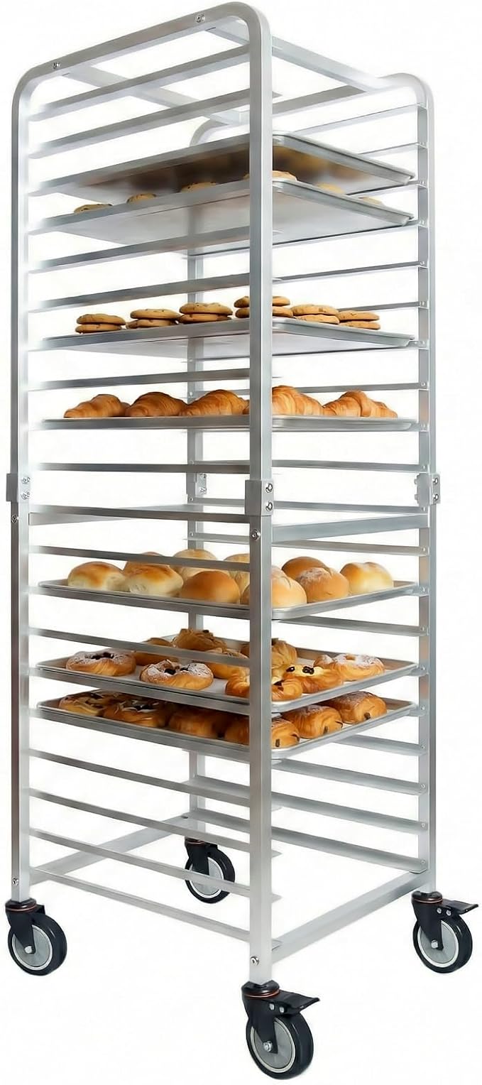 lopeztek Commercial 20-Tier Half & Full Sheet Pan Rack with Wheels | 1/2 & Full Sheet Pan|Baking Bread Cooling Rack|Speed Bun Rack|Bakery Rolling Cart|Dough Proofing