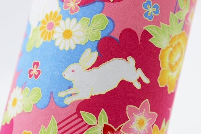 Japanese Pokkan Matcha Coffee Spice Tea Tin Canister Washi Paper Storage with Lid 7.05 oz Capacity (Hana Usagi)