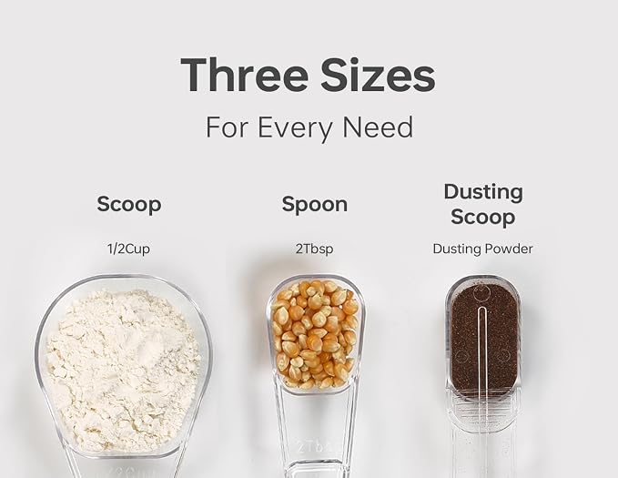 Felli Flip Tite Food Storage Container with Scoop & Lid 5" LARGE Airtight Ring Top, Acrylic Canister for Sugar Flour Baking Powder Rice Pasta, Kitchen Organizer Christmas Gift Set (10pk, Variety)
