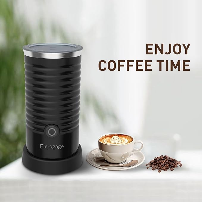Milk Frother and Steamer, 4-in-1 Hot & Cold Foam Maker, Black | Electric Milk Warmer, One-Touch Control, Auto Shut-Off, 8.5oz(250ml), 304 Stainless Steel, for Latte Cappuccino Macchiato
