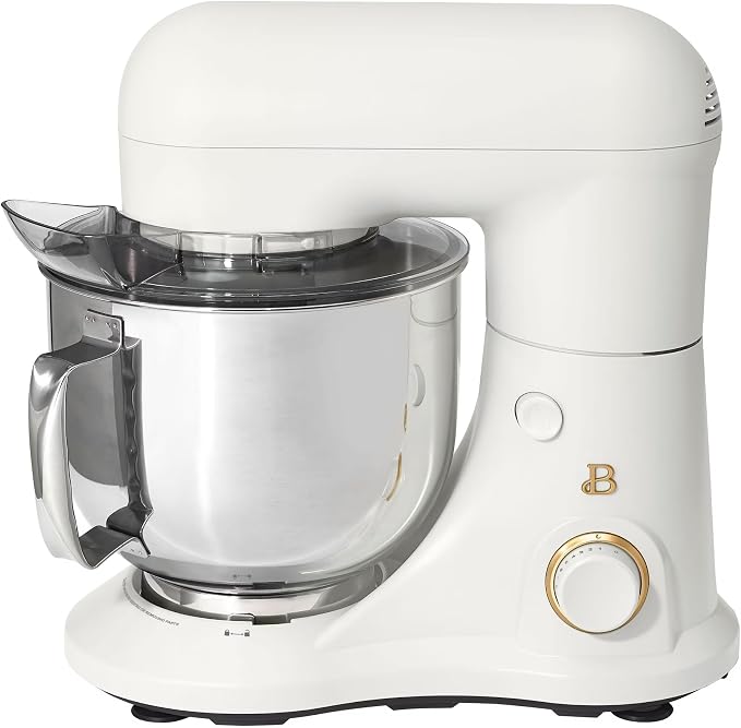 5.3 Qt Stand Mixer, 300W Electric Kitchen Mixer with 12 Speeds, Tilt Head Design, Stainless Steel Bowl, Dough Hook Whisk Beater Splash Guard (White Icing)