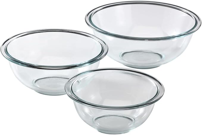 Pyrex Essentials (3-Piece) Glass Mixing Bowls Set for Prepping and Baking