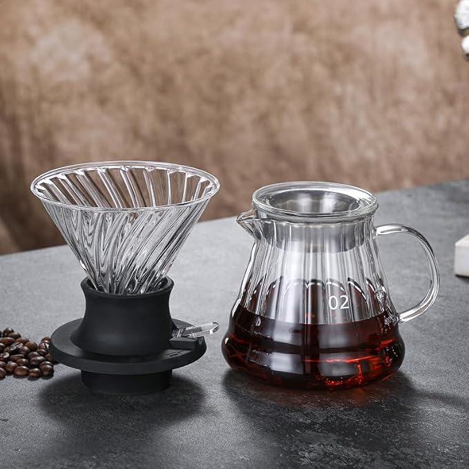 BeeCa Clever Coffee Dripper, All-in-One Coffee Maker Glass Immersion Brewer | One-Switch Control, French Press & Pour Over in One, Beginner-Friendly, 50pcs Paper Filters, Heat Resistant Glass