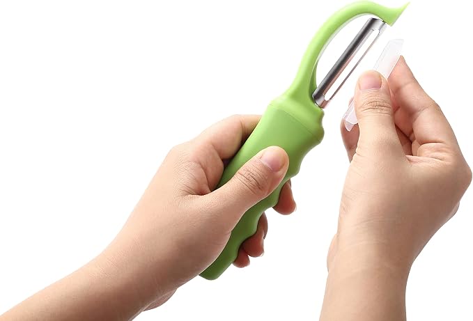 Spring Chef Swivel Vegetable Peeler for Kitchen w/Soft Grip Handle, Green | Premium Potato Peeler w/ Ultra Sharp Stainless Steel Blades, Multifunctional Veggie Peeler for Apple, Carrot, Cucumber, Fruit
