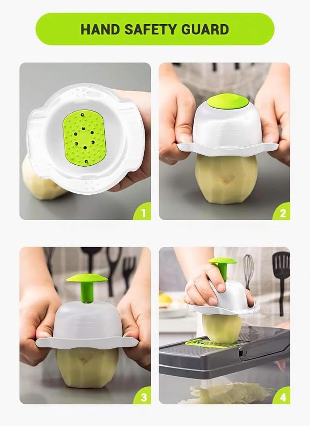 ADOV Mandoline Slicer for Kitchen, Vegetable Chopper with Container, 14 in 1 Multifunctional Food Chopper, 7 Blade Onion Cucumber Slicer Vegetable Cutter for Salad, Potato Essential Kitchen Gadgets
