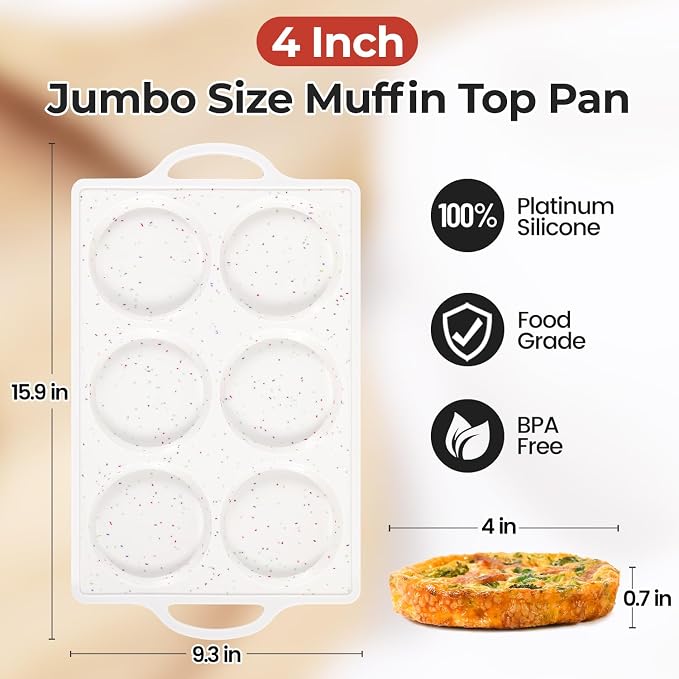 CAKETIME Muffin Top Pan Non Stick,4 Inch Metal Frame Round Egg Baking Pan for Oven English Muffins, Whoopie Pies, Corn Bread, Egg Bites, Breakfast Sandwiches Tarts Confetti