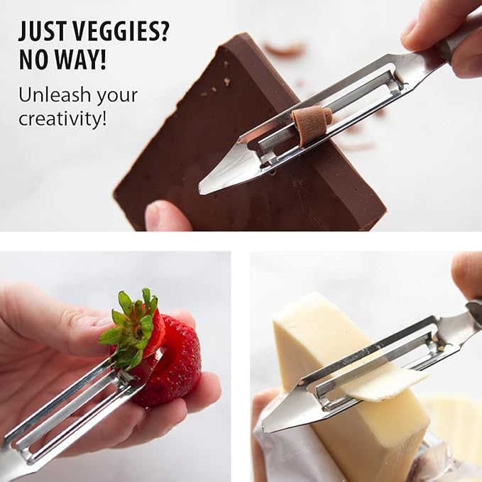 Rada Cutlery Vegetable Peeler (R132), Silver Handle, Pack of 2 | 1.75" Stainless Steel Swiveling Blade, Silver Cast Aluminum Handle