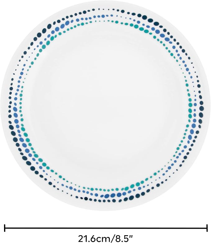 Corelle Dinnerware Set (4pc Set, Ocean Blues)-Set for 4 | Includes 4 x Dinner Plates | 80% Recycled Glass | 3 X More Durable, Half the Space & Weight of Traditional Ceramic