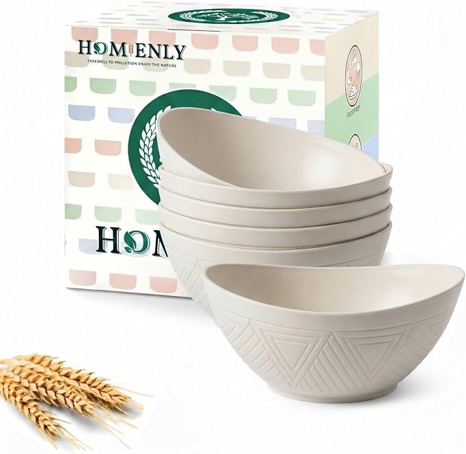 Wheat Straw Small Bowls Dessert Bowls Set of 6 Unbreakable Ice Cream Bowls for Kitchen, Camping, RV, Dorm, Microwave & Dishwasher Safe Mini Bowls for Yogurt, Snack 10 OZ (Beige)