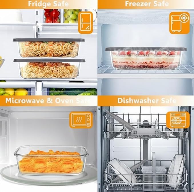 Jambear Glass Loaf Pans for Baking Bread with Lids 1 Set - 1.9 Qt Glass Loaf Pan | Oven, Dishwasher, Fridge, Freezer & Microwave Safe, Bread Pan Suit for Lasagna, Meatloaf, Banana