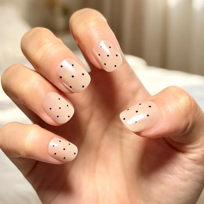 6 Packs (144 Pcs) | Reusable Press on Nails | cute nails | 6-Style Bundle | 12 Sizes | Each Style 24 Pcs | Micro Dot & Cherry