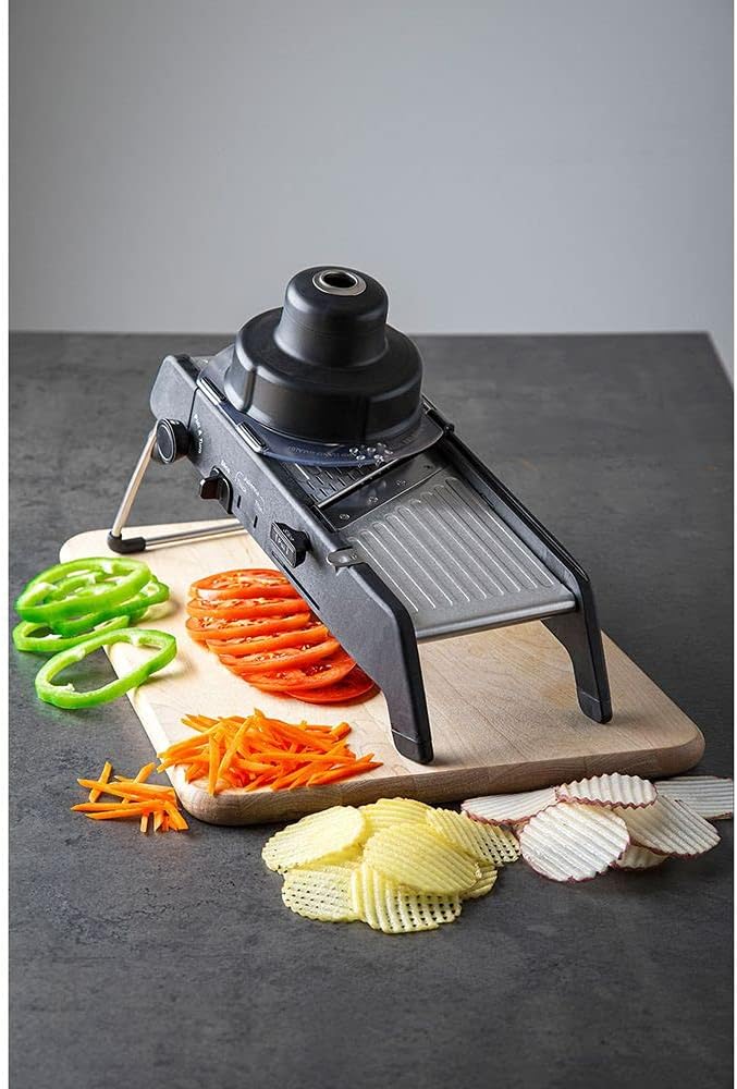 PL8 Professional Mandoline 2.0 - Adjustable Mandoline Slicer with 4 Cutting Thicknesses, Spring-Loaded Hand Guard, Stainless Steel Slicing Ramp, Foldable Non-Skid Feet for Safe, Convenient Food Prep