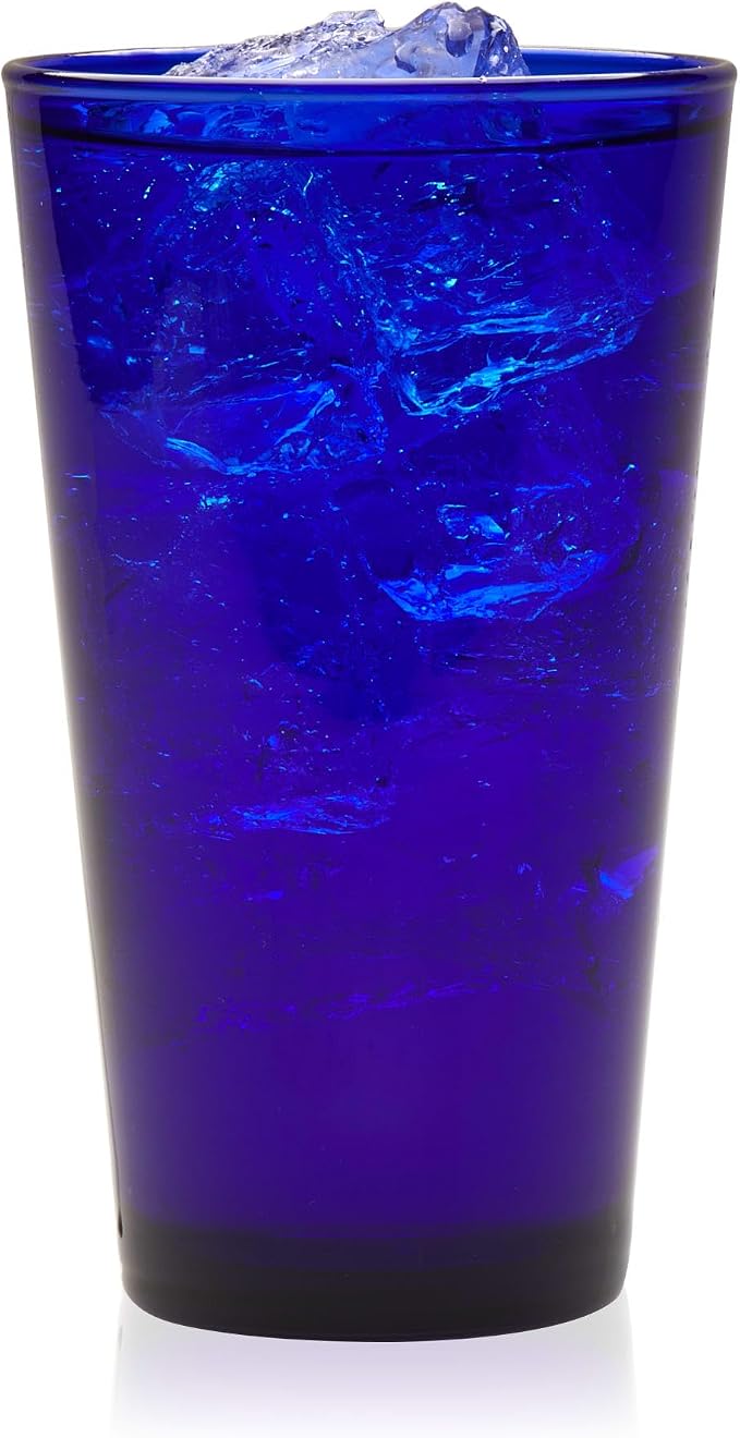Libbey Cobalt Flare Drinking Glasses Set of 8, Classic Design Glass Cups for Soda, Water, Iced Tea and More, Dishwasher Safe Glass Cup Set for Beverages