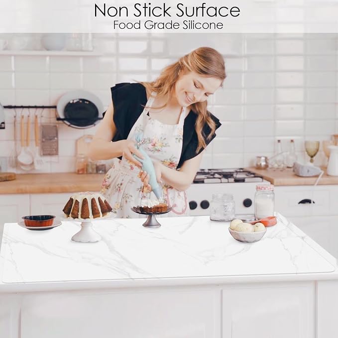 Oversize Silicone Placemat, 31.5 * 16.93" Food-Grade Flexible Silicone Table Mat for Baking Pastry Non-Stick, Kids Nonslip Dinner Placemat Heat Resistant Waterproof Countertop Protector, Translucent
