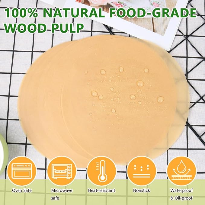 BYKITCHEN 6 Inch Parchment Paper Rounds, Set of 200, Hamburger Patty Paper/Burger Press Paper, Non Stick Small Pre-cut Round Parchment Paper for Cake Pan, Springform Pan, Burger Patty Maker and More