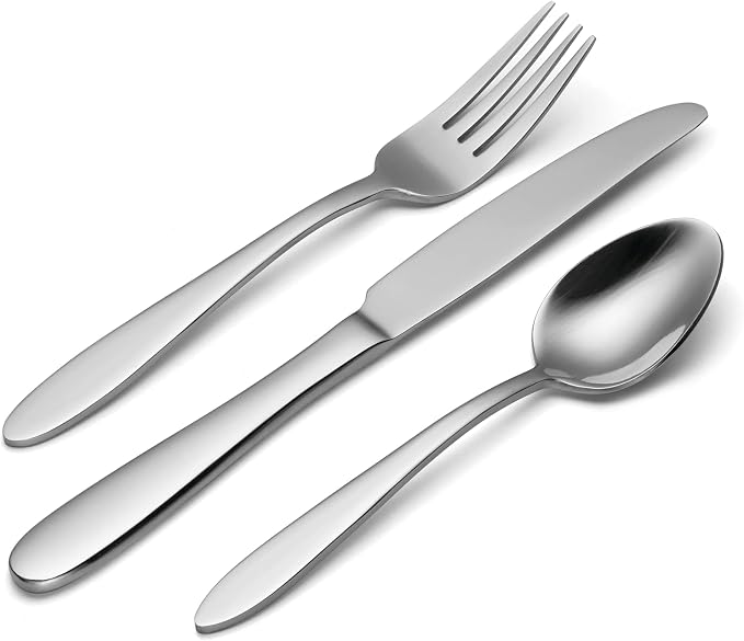 Oneida Mooncrest 12-Piece 18/0 Silverware Set for 2, Flatware | mirror finish, dishwasher safe | includes knives, forks, and spoons | cutlery set for kitchen and dining