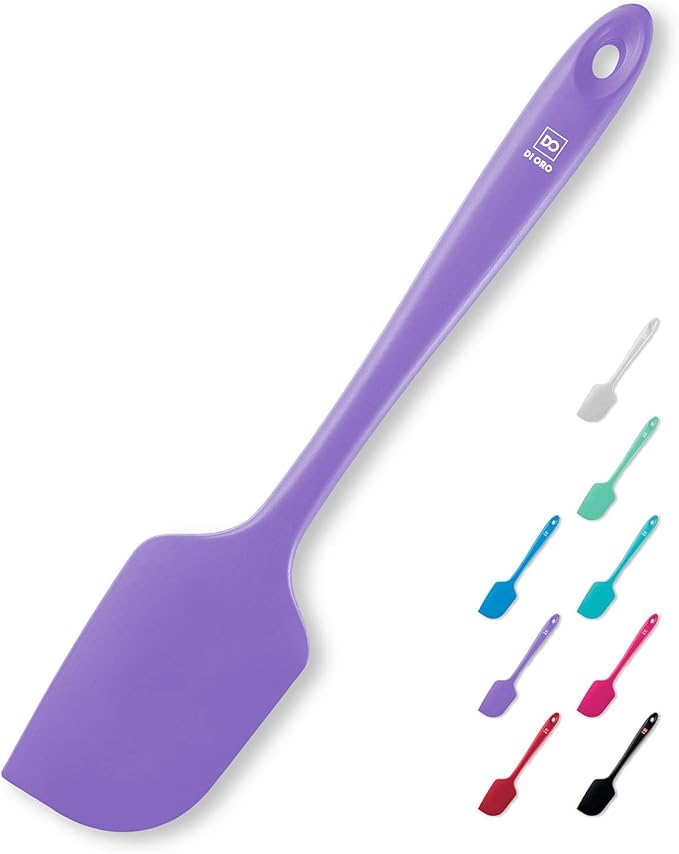 DI ORO Large Silicone Spatula - 600F Heat Resistant, Lavender | Rubber scraper for baking, mixing, and frosting; Won't scratch nonstick pots and pans; BPA-free and dishwasher safe