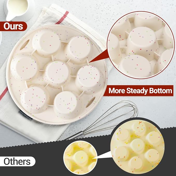 Silicone Muffin Pan for Air Fryer Oven Instant Pot, Nonstick 7 Cups Easy To Handle for Baking Egg Bites Mold Muffin Tart Cupcake Mini Quiche 1 Pack Confetti