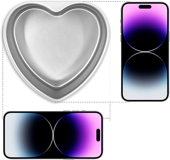 6 Inch Heart Cake Pan - 3 Pack Aluminum Heart Shaped Baking Pans | for Valentine's Day, Wedding, Birthday Party - Nonstick Cake Mold for Oven, DIY Desserts
