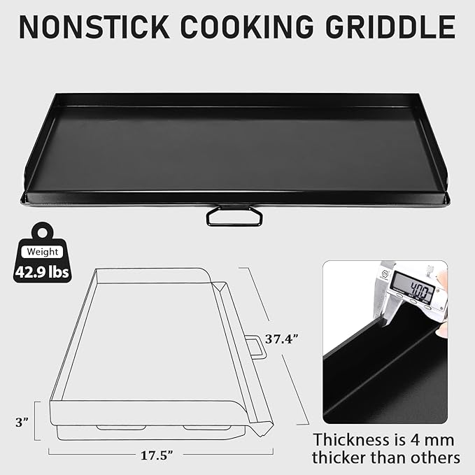 Utheer 37 in Ceramic Griddle for Camp Chef 3 Burner, Healthier Cooking | Fits Camp Chef GB90D, TB90, CCH3 and SPG90B; 37 in ceramic griddle is PFAS, PFOA and PTFE free for lower-oil camp cooking