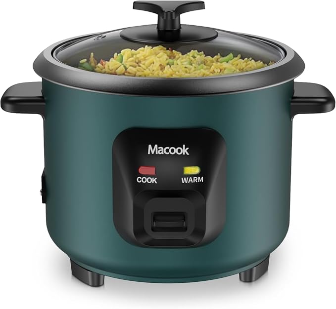 Macook Mini Rice Cooker | 6-Cup (0.6L) Small Rice Maker | One-Button Operation | Non-Stick Inner Pot | Automatic Keep Warm & Overheat-Proof | for 1-6 People, Students & Small Families (Green)