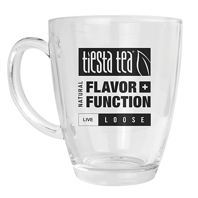 Tiesta Tea 12.5 Oz Clear Glass Mug with Handle, Microwave & Dishwasher Safe | Ideal for Hot & Iced Beverages, Compatible with Loose Leaf Tea Infusers, Steepers, & Balls, Single Cup Glass Mug