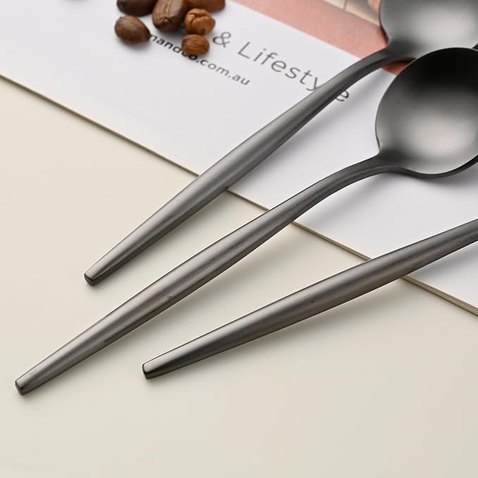 5.1 Inches Satin Black SS18/10 Teaspoon,Set Of 4 Stainless Steel Mini Coffee Spoons,Small Tea Spoon,Black Demitasse Spoons,Espresso Spoon