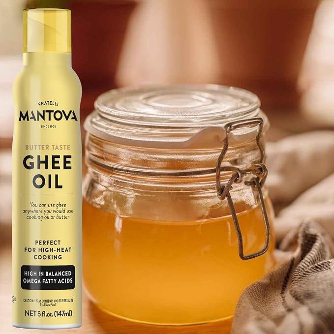 Mantova Spray High in naturally balanced omega fatty acids, with olive oil and avocado oil, 5 Fl Oz, ghee butter
