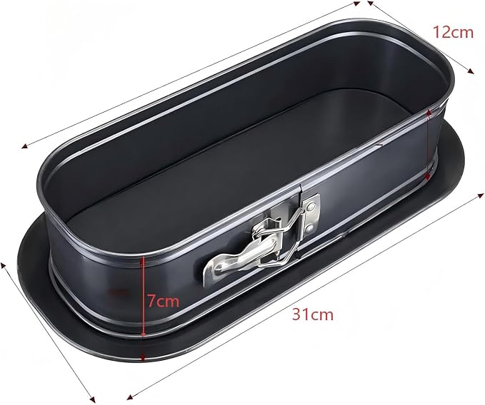 12 Inch Oval Non-Stick Springform Baking Pan Black | Removable bottom with quick release latch for easy cake demoulding
