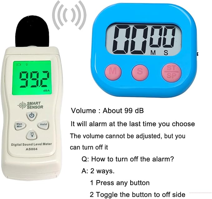 Digital Kitchen Timers, BESTWYA Electronic Timer (6,6 Colors) | LCD Screen Big Buttons On/Off Switch Count Up and Down Function for Kitchen,Study,Work,Exercise Training,Outdoor Activities