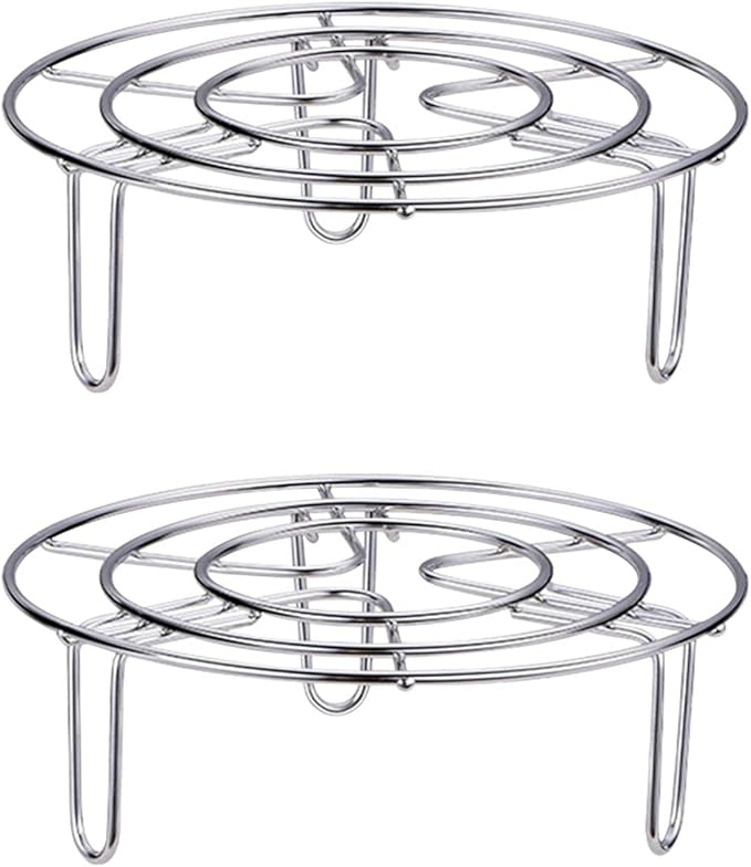 2Pcs Steam Rack, Heavy Duty Steaming Rack Stand, Stainless Steel Round Steamer Cooling Rack Trivet, Pot Steamer Insert Food Stand, Steaming Cookware Accessories(Size:15.5cm/6.1in)