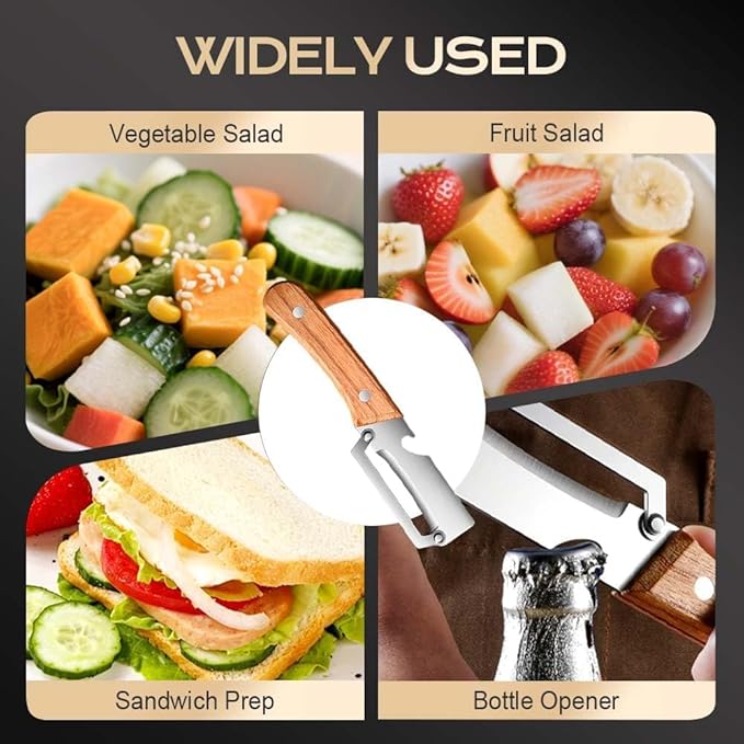 Multi-Functional Vegetable Peeler for Kitchen, 2026 New Stainless Steel Peeler with Wooden Handle and Bottle Opener, Kitchen Tool for Fruit Veggie Pumpkin, Gifts for Mom (2PCS)