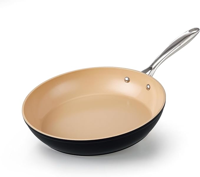 Cooks Standard Classic 9.5 Inch Hard Anodized Ceramic Nonstick Skillet Pan | Induction Ready Frying Pan with Riveted Stay-Cool Handle, Egg & Omelette Pan, Oven Safe, Black Apricot