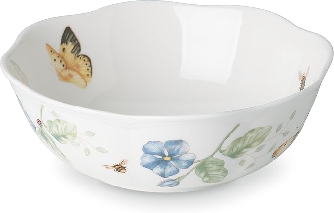 Lenox Butterfly Meadow 4-Piece All-Purpose Bowls, Salad Bowl Set for 4 | dishwasher safe | versatile for cereal, soup, or salad | 20oz capacity, 6.25 inch diameter | multi-purpose bowl