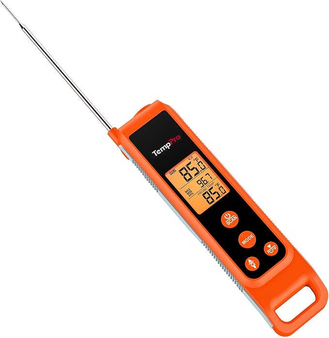 TempPro TempScan 2-in-1 Infrared Thermometer Gun with Meat Probe | Instant Read Thermometer for Grilling, Non-Contact Infrared Thermometer for Cooking Pizza Oven Griddle HVAC Pool AC Vent