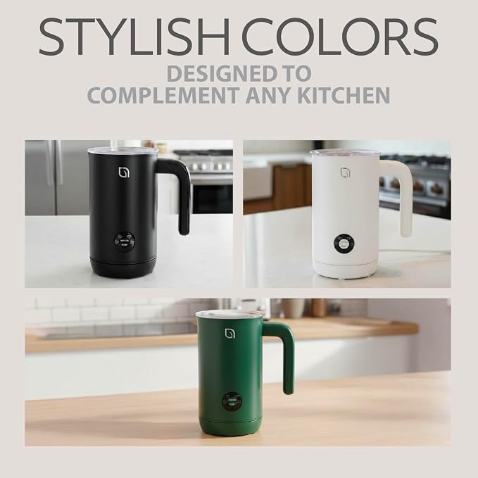 WILLOW Eco Series Milk Frother, 4 in 1 Milk Steamer, One Button Operation Hot and Cold Foam Maker 8.12oz/240ml Milk Warmer for Coffee & Latte, Made from 99% Recycled Plastics, Non-Toxic - GREEN